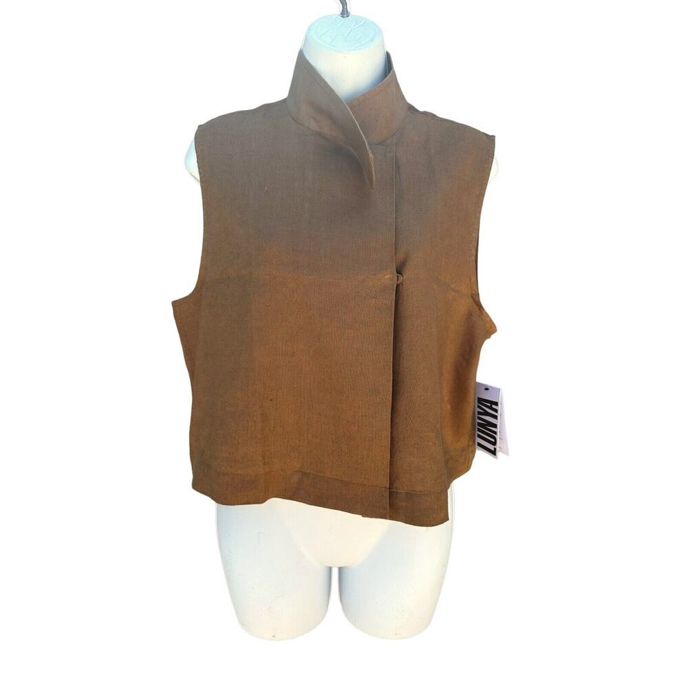Lunya Woven Linen Sleeveless Shirt Tank in Brown Size Medium NWT - Picture 7 of 16